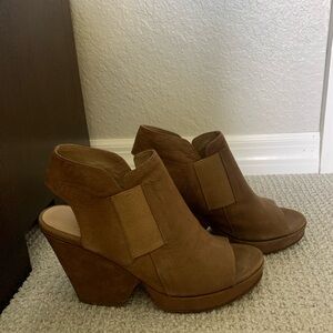 Eileen Fisher Brown Mules with Platform Heel